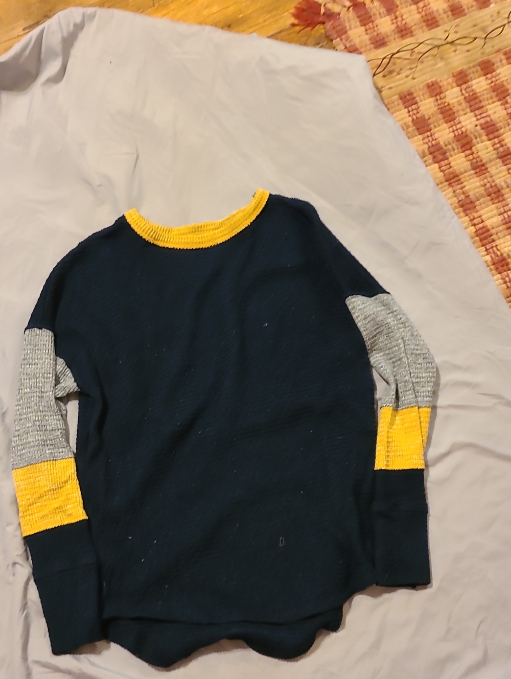 SO Navy Blue Colorblock Sweatshirt with Yellow Trim